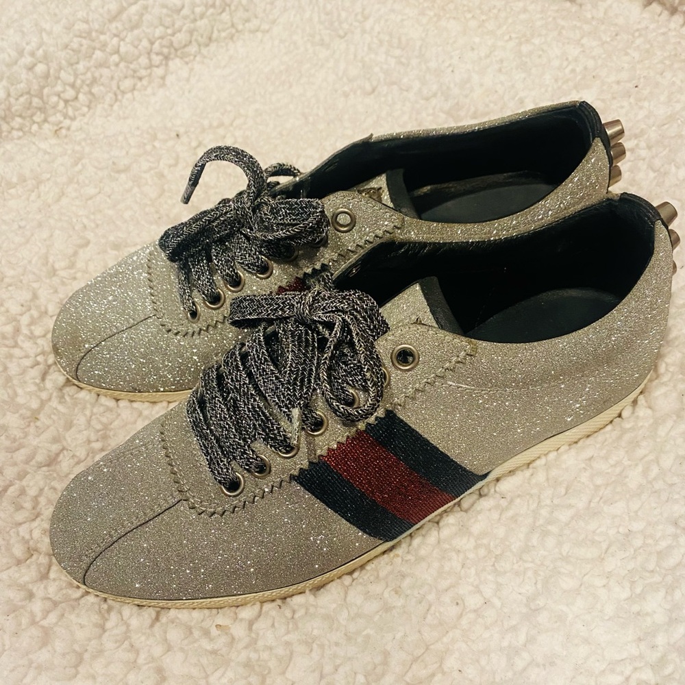 Authentic glitter Gucci sneakers .